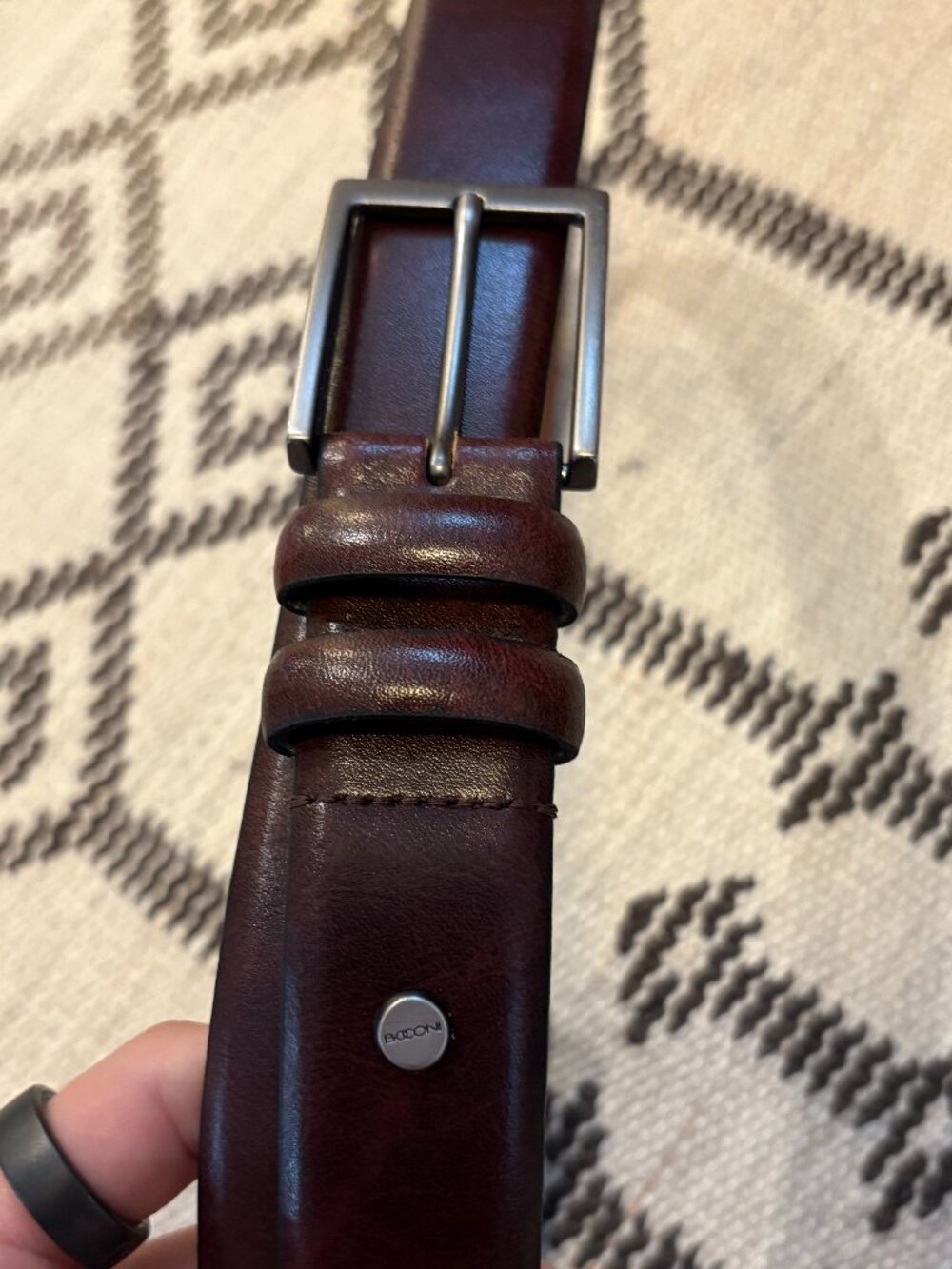 BOCONI Nashville Burgundy Leather Belt Size 34/110